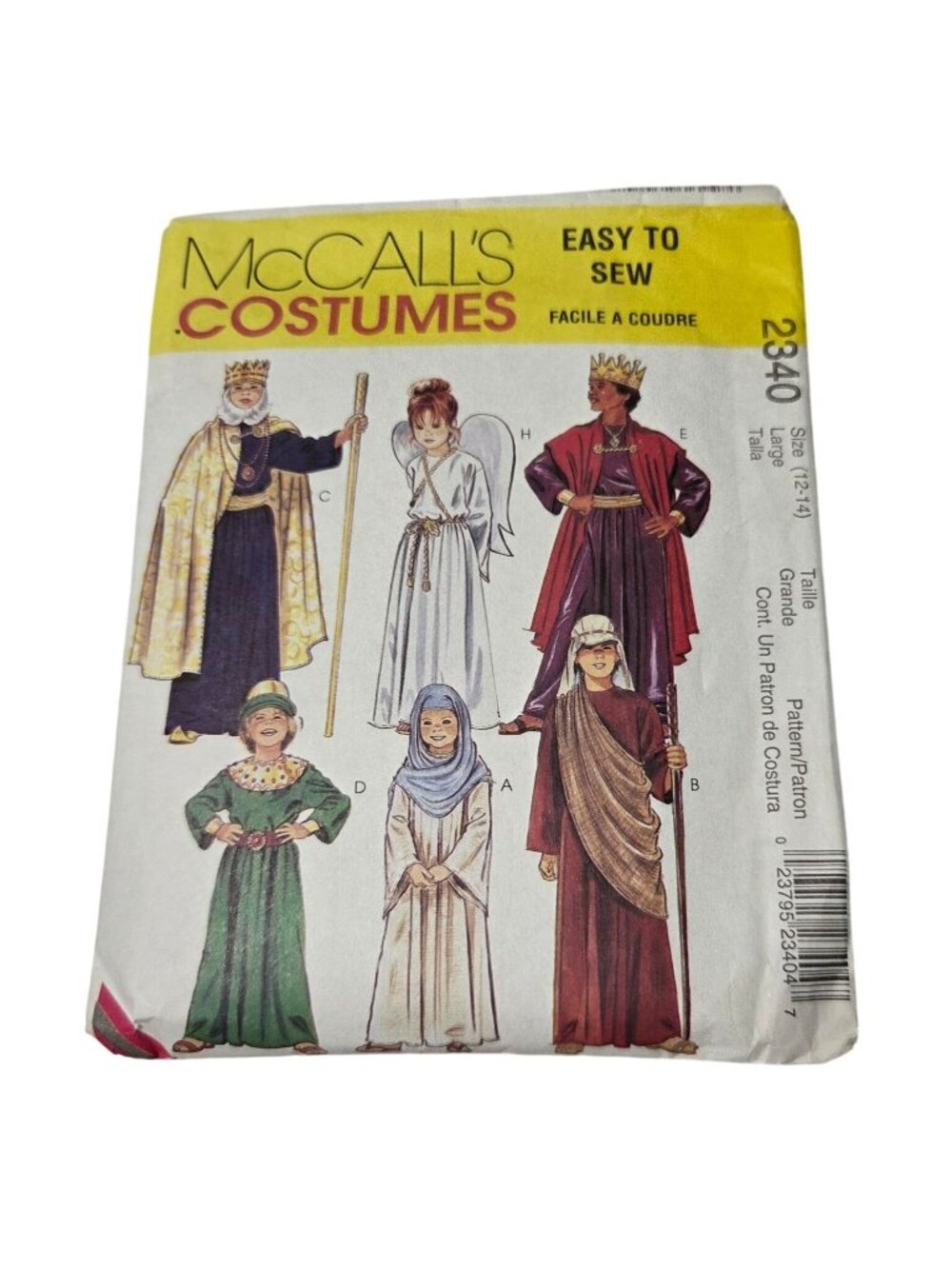 McCalls 2340 Costume Sewing Pattern Children Size Large Biblical Historical